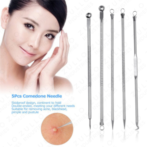 Premium 5 Piece Stainless Steel Blackhead Acne Extractor Kit Comedone Removal <b>Tools</b> for Clear Healthy Skin - Product Image 3