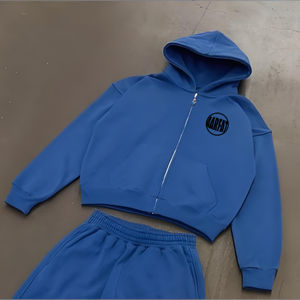 Conjunto de Sudadera con Capucha y Pantalones Deportivos para Hombre, Color Personalizado, Estilo Urbano Vintage, Algodón, con Cierre - Product Image 3