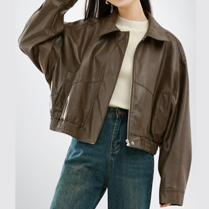 High Quality Cow Skin Knitted Women's <b>Leather</b> <b>Jacket</b> Custom Logo Eco-Friendly <b>Winter</b> Outdoor Wholesale - Product Image 1