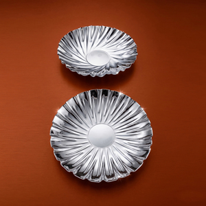 Modern Two Piece Ribbed Metal Chocolate <b>Tray</b> Bowl Set With <b>Mirror</b> Finish, Ideal For Wholesale Luxury Dining Home Tableware - Product Image 3