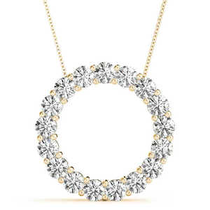 Collar con Colgante de Diamante Cultivado en Laboratorio, Corte Brillante Redondo, Oro Sólido, Cuatro Puntas, Diseño Circular, Joyería Unisex - Product Image 3