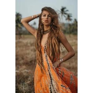 Robe longue d'été décontractée pour femme, 100 % coton, faite main, imprimé tie-dye coloré, sans manches, dos nu, tenue de vacances pour filles - Product Image 4
