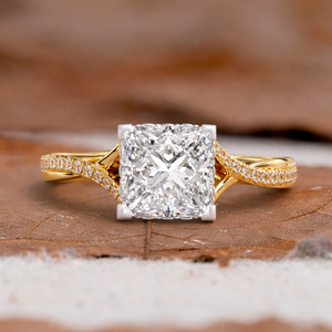 Bague en diamant de laboratoire taille princesse de 2,00 carats, certifiée IGI, or 14 carats plaqué rhodium, bijoux de luxe pour fiançailles, mariage et cérémonie nuptiale - Product Image 1