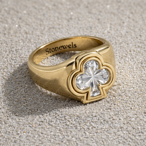 Anillo de Oro Sólido de 14K con Diseño de Cartas de Póker (Diamante, Pica, Corazón, Trebol) y Anillo de Compromiso de Platino Certificado Unisex - Product Image 2