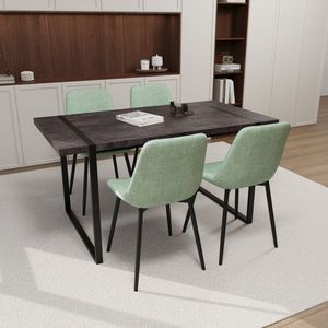 59 \ "MDF tavolo da pranzo in legno nero Set 4 pezzi medievale tavolo da pranzo in pelle scamosciata sedia moderna rettangolare in metallo ristoranti - Product Image 3