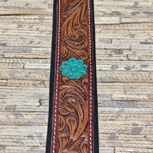 Durable <b>leather</b> dog leash Hand <b>tooled</b> floral leash Heavy duty pet leash Custom training dog leash - Product Image 4