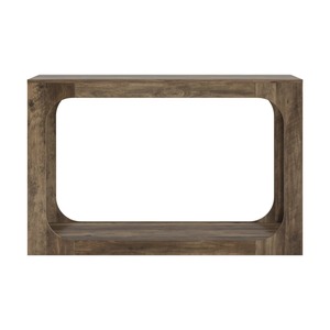 Console moderne en fer avec miroir, côtés découpés en forme ovale unique et étagère de rangement ouverte pour salon, entrée, hôtel - Product Image 3