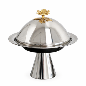 Moderno y Lujoso Soporte Ovalado Plateado para Servir Pasteles y Postres, Estilo Árabe, con Diseño de Piedra, para Decoración del Hogar y Bodas - Product Image 1