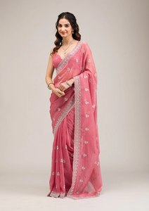 Ropa de Boda India de Lujo, Blusa de Seda Chifón Suave con Bordado, Colección de Saris de Diseñador para Compra al por Mayor - Product Image 6