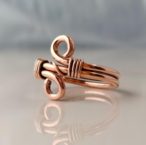 Copper <b>Magnetic</b> <b>Ring</b> Unisex <b>Ring</b> Band Traditional Ayurvedic Healing Jewelry Multi Wire Wrap Swirl Motif Border - Product Image 1