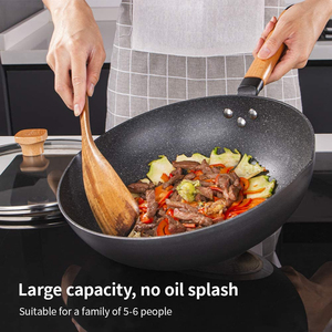 Wok antiadherente de calidad premium con tecnología de calentamiento rápido, cuerpo duradero y superficie lisa para una mejor liberación de alimentos y limpieza. - Product Image 2