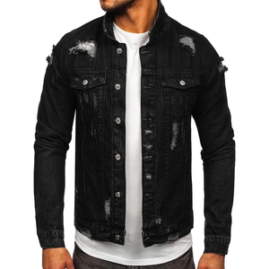 2024 OEM Custom Wholesale <b>Men's</b> Cotton <b>Long</b> Sleeve Black Plain Jeans <b>Jackets</b> New Design Winter Motorcycle Denim <b>Jacket</b> - Product Image 4