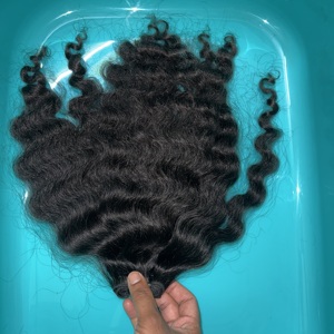 Extensions de cheveux naturels indiens bouclés à ondulations profondes, double épaisseur, noirs naturels, vierges Remy, en trame - Product Image 2