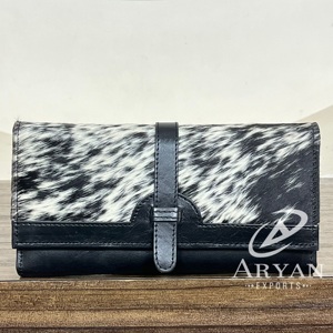 Nuevas carteras de cuero de vaca genuino hechas a mano Real para mujer, cartera delgada, triple, superventas, carteras de mano occidentales de cuero - Product Image 1