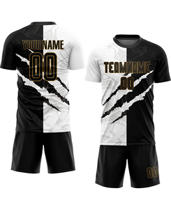 Conjunto de Camiseta de Fútbol Sublimada Personalizada para Hombre, Manga Corta, Negra y Blanca, Nombre del Equipo 00, Absorbe la Humedad, para Todas las Temporadas, Uniforme para Adultos - Product Image 1