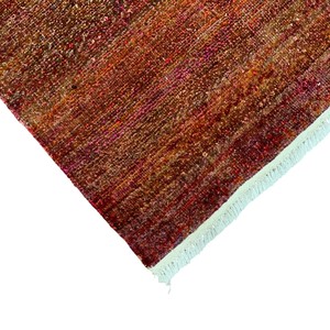 Modern Hand-Knotted Gabbeh Style Textured <b>Wool</b> Area Rug Rich Terracotta <b>Red</b> & Copper Abrash with Fringes Low Pile - Product Image 3