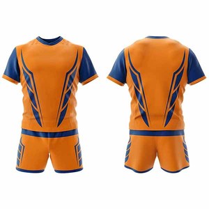 Conjunto Deportivo para Hombre en Naranja y Azul, Camiseta de Cuello Redondo de Punto de Secado Rápido, Pantalones Cortos de Verano con Estampado por Sublimación y Bloques de Color - Product Image 4