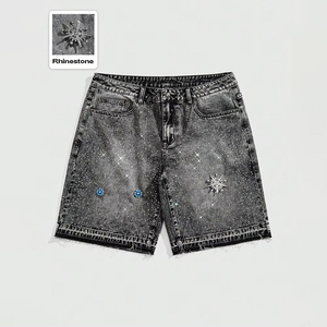 New High Quality Breathable Light Wash Straight Denim Shorts <b>Men</b> Casual Summer Autumn Running Wear Quick Dry Customized Color - Product Image 3