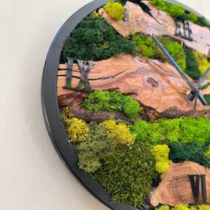 Wood slice wall <b>clock</b> Mossy timber <b>clock</b> Rustic woodland <b>clock</b> Enchanted forest wood <b>clock</b> Green haven wall <b>clock</b> Room Hanging - Product Image 5