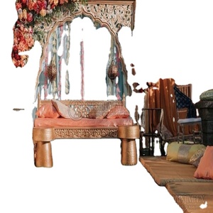 Juego de sofá de asiento bajo Material y fibra de madera de teca para decoraciones de boda Producto de novia - Product Image 1