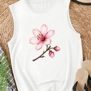 เสื้อกล้ามถักลำลองสำหรับผู้หญิงลายดอกซากุระพร้อมโลโก้ด้านหน้า - Product Image 3