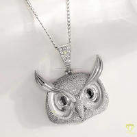 Pendentif de luxe en forme de visage d'oiseau en argent sterling 925 avec diamant Moissanite VVS, bijoux Hip Hop