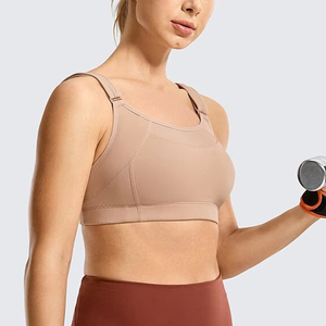 Soutien-gorge de sport pour femme à col rond et dos nageur, couleur unie, sans couture, anti-transpiration, idéal pour le yoga - Product Image 1
