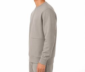 Sweat-shirt pour homme avec surpiqûres contrastées, logo personnalisé et molleton épais, style minimaliste, pull en coton tricoté, vêtement d'automne - Product Image 3