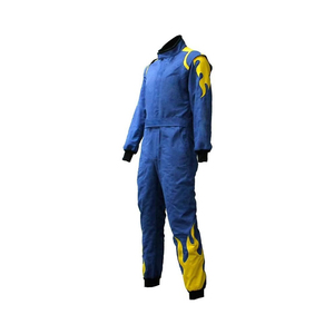 Traje de Carreras Ignífugo Azul de Manga Larga con Estampado de Llamas Amarillas para Hombre, Ropa de Carreras de Motos y Automóviles para Adultos - Product Image 2