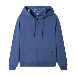 Sudadera con Capucha y Cremallera Personalizada con Logotipo Bordado, 100% Algodón, Antiarrugas, para Hombre, Unisex, de Alta Calidad - Product Image 4