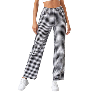<b>Women's</b> Plaid Flannel Wide Leg <b>Lounge</b> Pants High Waist Elastic Loose Fit Ankle-Length Casual Autumn Wear Cotton <b>Trousers</b> - Product Image 3
