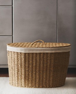 Oval seagrass <b>basket</b> <b>with</b> <b>lid</b> Handmade Storage <b>Basket</b> Wholesale eco-friendly Made Viet Nam - Product Image 4