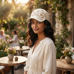 Casquette de baseball tendance pour femme en dentelle avec broderie florale, strass étincelants et sangle – Idéale pour le quotidien et les activités de plein air - Product Image 3