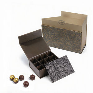 Custom Eco-Friendly <b>Biodegradable</b> Rigid Flip Chocolate <b>Packaging</b> Box Magnetic Closure Paperboard Material Anti-Collision Liner - Product Image 1