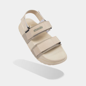 Sandalias Ca de Secado Rápido con Forro de EVA Beige con Detalles en Verde Oliva, Logotipo Serigrafiado, Punta Abierta y Tiras Cruzadas Planas - Product Image 1