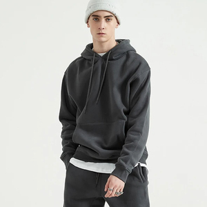 Sweat-shirt à capuche oversize pour homme en molleton, couleur unie, avec poche, décontracté, pour l'automne, coupe classique, en coton tricoté - Product Image 1