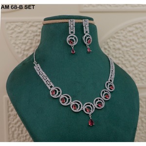 MIJ Luxury American Diamond CZ Stones Silver Plated Alloy <b>Bridal</b> Wedding Engagement Jewelry Set Fancy Style - Product Image 5