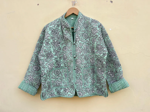 Chaqueta india hecha a mano 100% algodón, ecológica, acolchada, antiarrugas, transpirable, de secado rápido, con estampado digital y bolsillo frontal. - Product Image 3