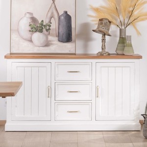 Vandana Crystal Texture White acacia <b>sideboard</b> 165cm with natural Trégastel top - Product Image 6