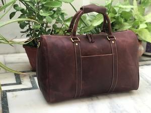 <b>Cabin</b> Size Genuine Leather Duffle <b>Bag</b> Vintage Weekender Travel <b>for</b> <b>Men</b> Women Large Capacity Carry-on Luggage Portable - Product Image 5