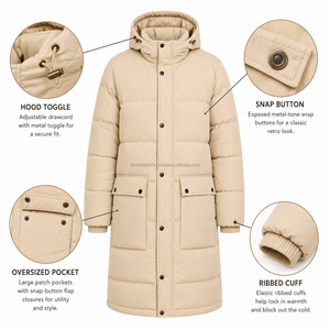 Veste d'hiver longue imperméable pour homme, parka épaisse et chaude, rembourrée, coupe-vent, à capuche, pour le ski, la neige, les activités de plein air, style décontracté, grande taille - Product Image 6