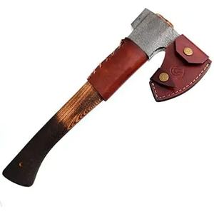 Hache Tomahawk avec tête en acier au carbone et manche en bois de rose, étui en cuir pour la survie et le camping - Product Image 5
