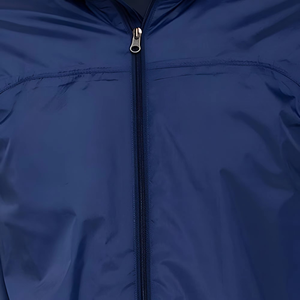 Men's Navy Blue Hooded Windproof Jacket Zipper Closure Casual Spring Wear Polyester Outerwear - Product Image 5