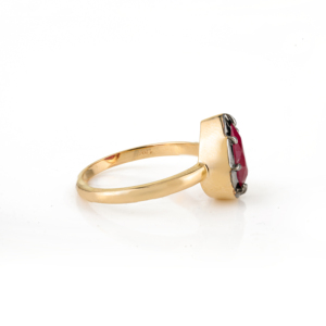 Productos en Oferta, Anillo de Compromiso de Oro Amarillo Real de 18K con una Sola Piedra de Rubí Genuino Negro Chapado en Rodio, Joyería para Mujer - Product Image 5