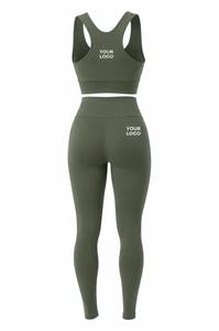 Soutien-gorge de sport pour femme, personnalisé, à col rond et dos nageur, couleur unie, respirant, avec logo frontal, et ensemble 2 pièces - Product Image 3