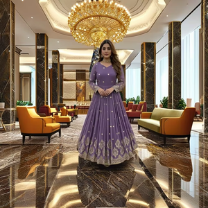 Ramdev Trading - Kurta Moderna de Diseño para Mujer, para Fiestas, con Bordado Completo y Lentejuelas, de Georgette Sintética de Secado Rápido, para Todas las Temporadas - Product Image 1