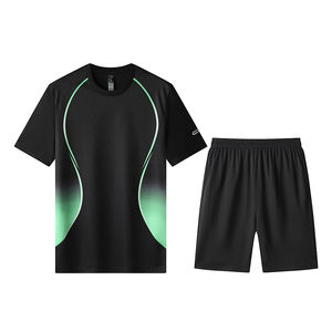 Ensemble de short et t-shirt de sport pour homme, personnalisable avec logo, 2 pièces, pour la course à pied et l'entraînement estival - Product Image 1
