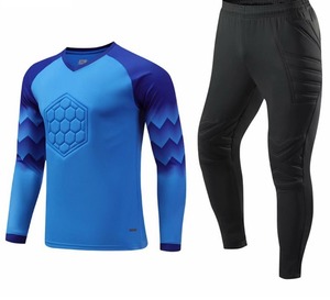 Men Soccer Goalie Jersey Set Long Sleeve Orange Solid Black <b>Padded</b> Shorts <b>Heat</b>-Transfer Printed 100% Polyester Moisture Wicking - Product Image 2