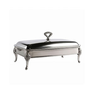 Premium Rectangular Silver Chafing Dish <b>Mirror</b> Finish Stainless Steel Buffet Food Warmer Luxury Catering Server Single Unit - Product Image 2