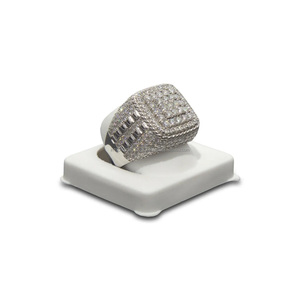 Unique Classic Iced Out Moissanite Hip Hop Pave Setting in 925 Sterling <b>Silver</b> <b>Statement</b> Men's Anniversary or Wedding Gift <b>Ring</b> - Product Image 4